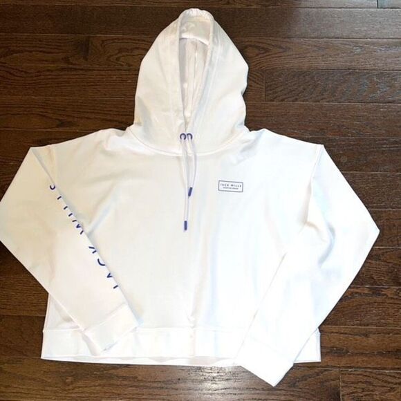 Jack Wills Sporting Goods Cropped White Hoodie‎ Size 10 Women’s - Picture 1 of 7